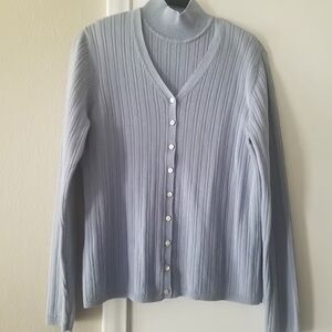 Casual Corner V-Neck Light Blue Sweater